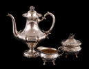 Kaffeservis 3 delar, silver, rokokostil, 1900-tal
