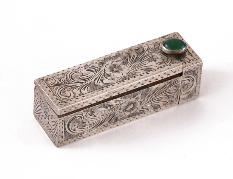 Läppstiftshållare med spegel, silver, Italien