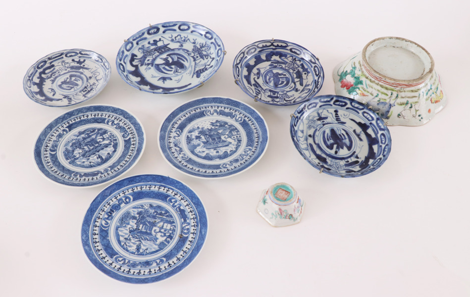 Porslin 9 delar, Kina, mestadels 1800-tal