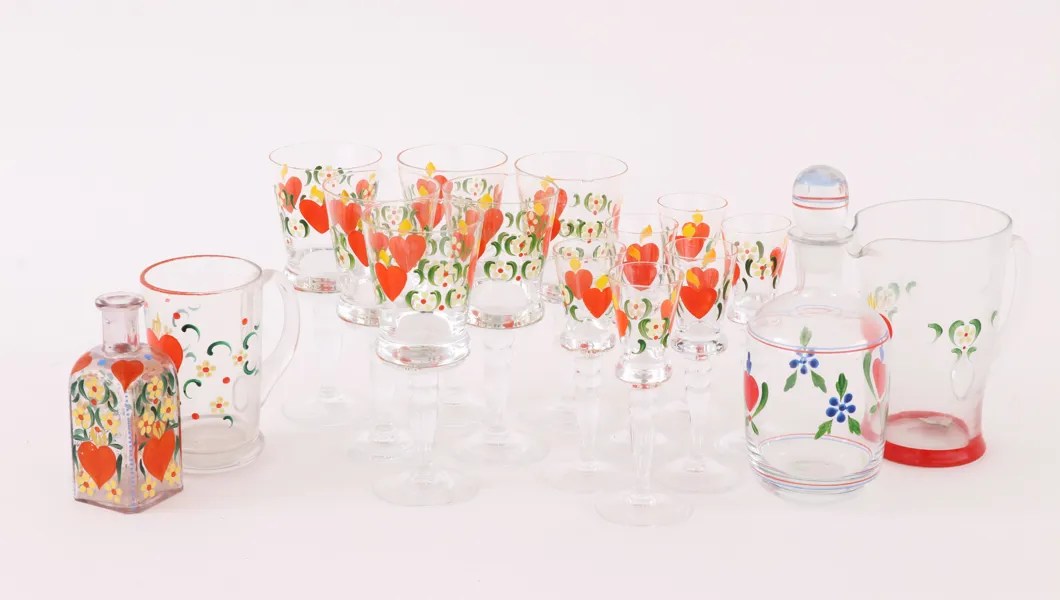Emaljmålat glas 16 delar