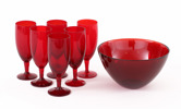 Rödtonat glas 7 delar
