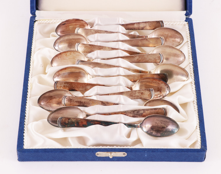 Kaffeskedar 12st, silver, "Rosenholm", Jacob Ängman för GAB