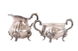 Gräddkanna och sockerskål, silver, rokokostil, 1900-tal