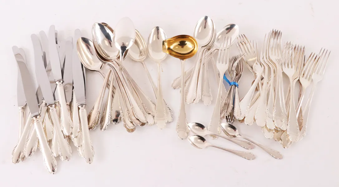 Bestickservisdelar, "Haga", nysilver
