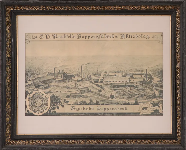 Grafisk blad, "Grycksbo Pappersbruk", daterat 1896