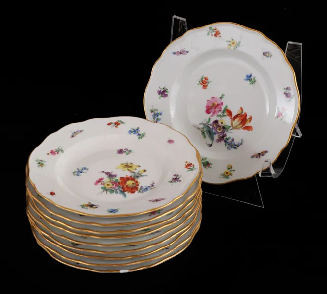 Assietter 10st, Meissen, Tyskland, 1800-tal