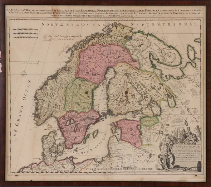 Karta, "La Scandinavie et les Environs ou sont Les Royaumes de Suede, De Danemarck, et de Norwege...", Nicolas Sanson, 16/1700-tal