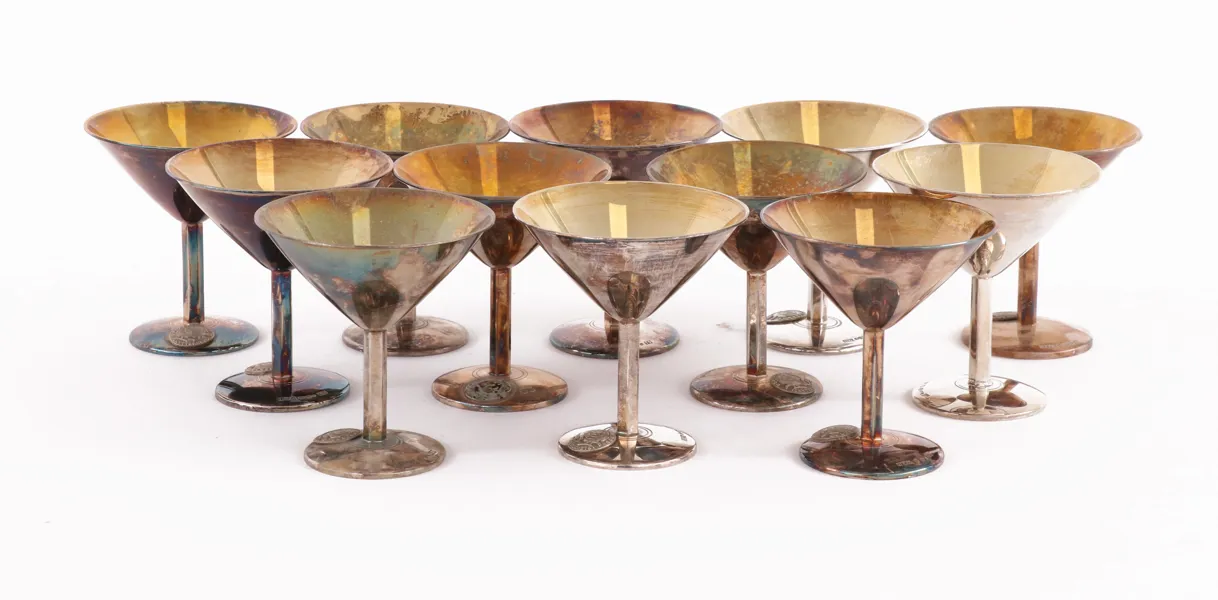 Cocktailglas 12st, silver, 1900-talets andra hälft