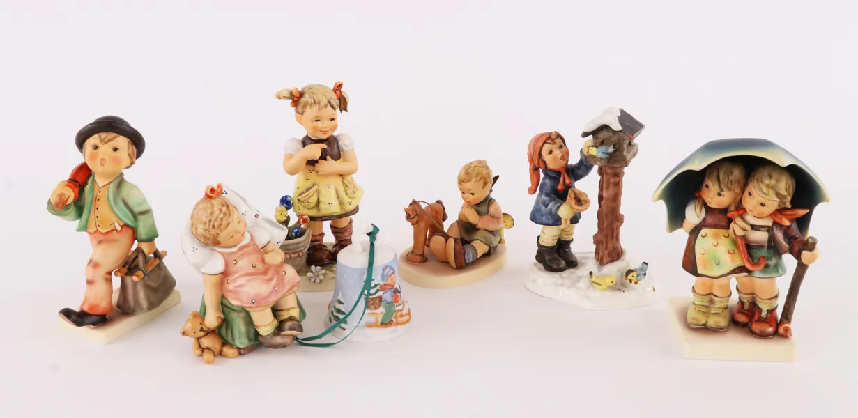 Porslin 7 delar, "Hummel", Goebel, Tyskland