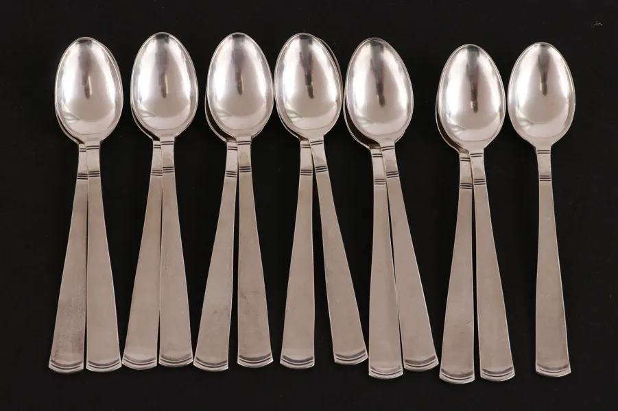 Kaffeskedar 13st, silver, "Rosenholm"