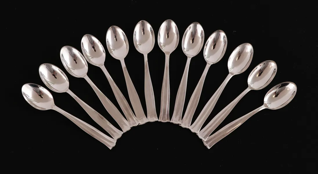 Kaffeskedar 12st, silver, "Birgitta"