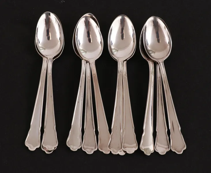 Kaffeskedar 12st, silver, "Chippendale"