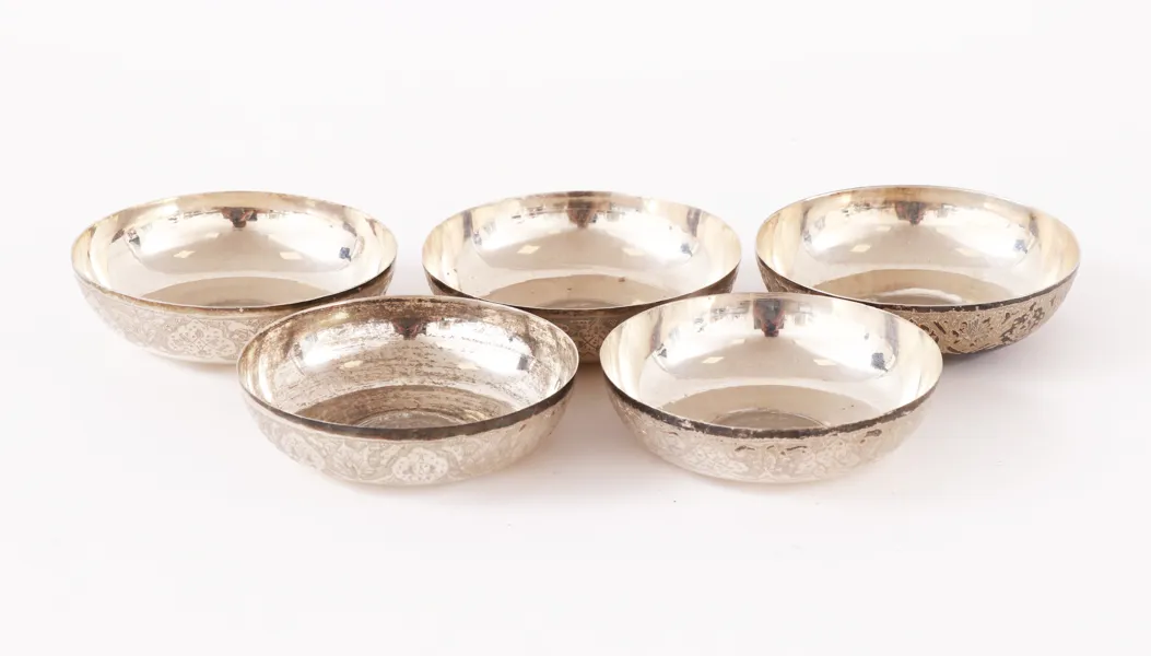 Skålar 5st, silver, Iran, 1900-tal