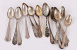 Parti kaffeskedar i silver, bl.a. modell "Uppsala"