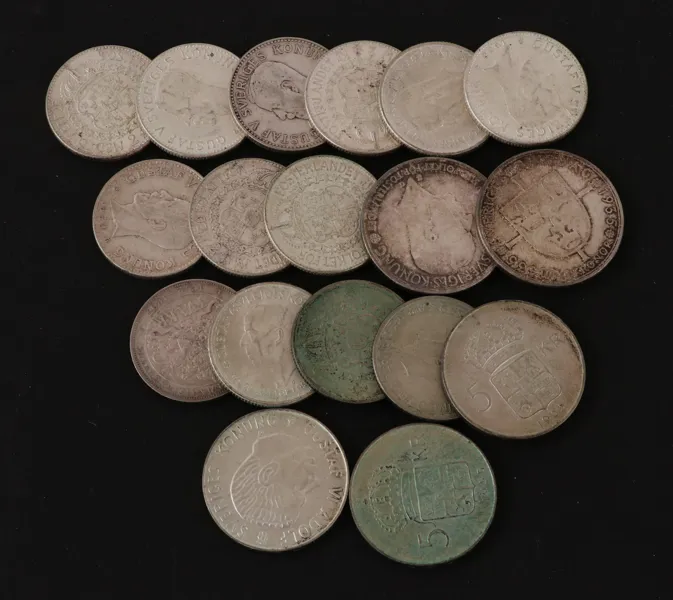 Svenska silvermynt 18st, bl.a. före 1942