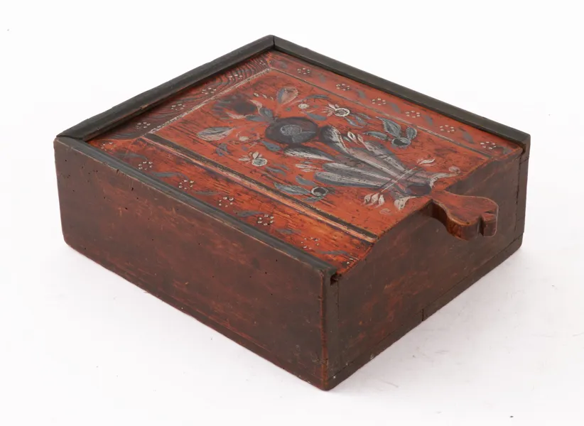 Låda med skjutlock, allmoge, 1800-tal