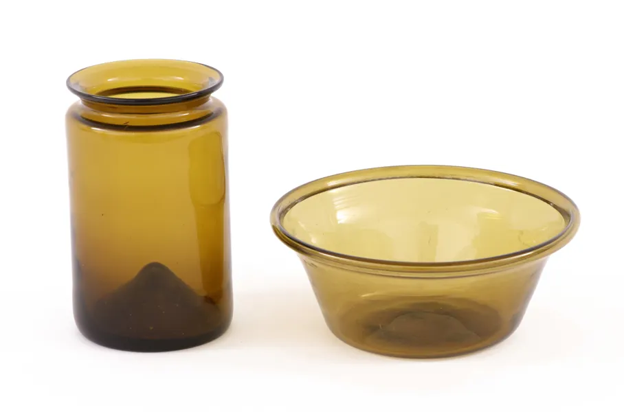 Olivfärgat glas 2 delar