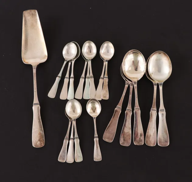 Bestickservisdelar 18st, silver, "Uppsala", Eric Löfman för MGAB