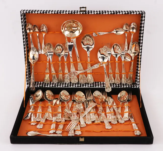 Bestickservisdelar, nysilver, Italien, "Engelsk snäcka"