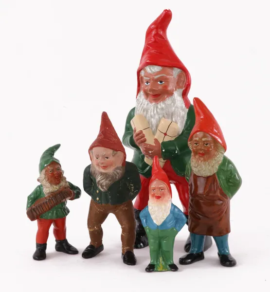 Tomtefigurer 5st, bl.a. tidigt 1900-tal