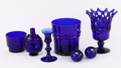 Blåtonat glas 7 delar, bl.a. Reijmyre
