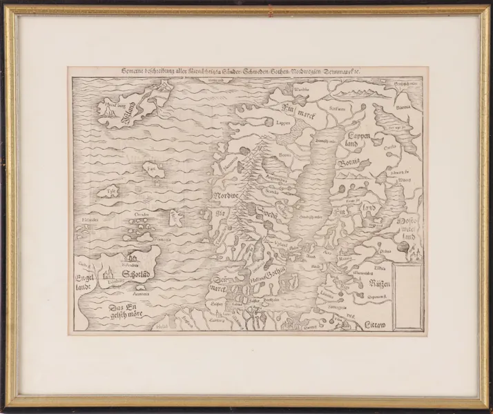 Karta, "Gemeine beschreibung aller Mitnächtigen Länder...", Sebastian Münster, 1500-tal