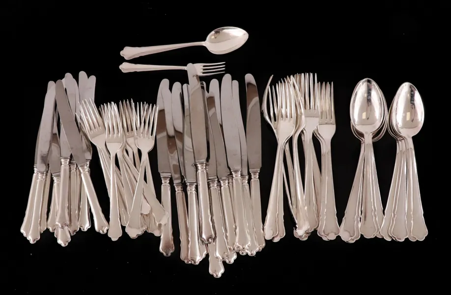 Bestickservisdelar, "Chippendale", nysilver, GAB
