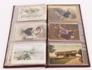 Album med vy- och gratulationskort 60st, mestadels 1900-talets början