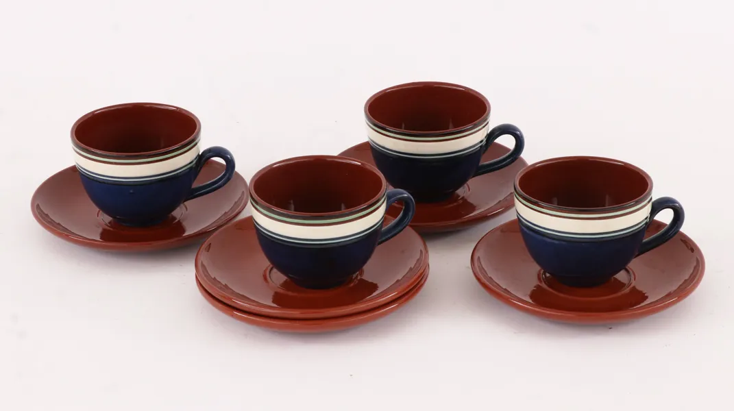 Kaffekoppar med fat 4st, "Allmoge", Nittsjö