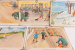 Trafikplanscher 5st, "Småskolans trafikbilder", Norstedt & Söner, 1945