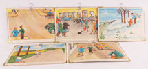 Trafikplanscher 5st, "Småskolans trafikbilder", Norstedt & Söner, 1945