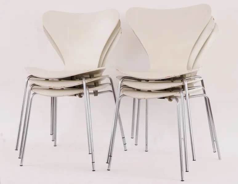 Stolar 6st, "Sjuan", Arne Jacobsen för Fritz Hansen, bl.a. 1971