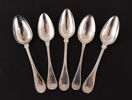 Matskedar 5st, silver, 1800-tal