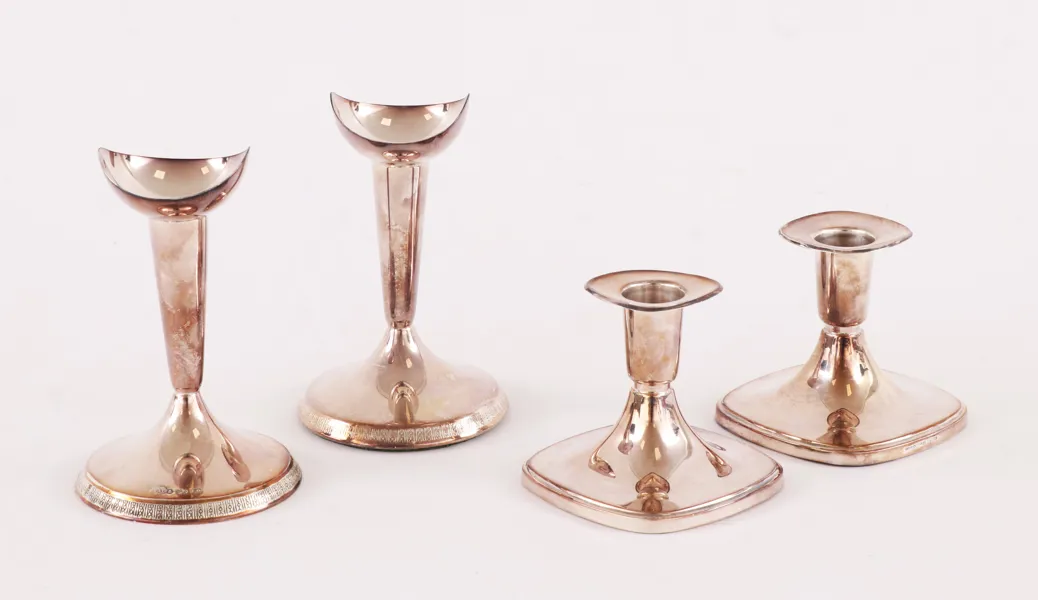 Ljusstakar 2 par, silver, 1900-tal