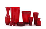 Rödtonat glas 8 delar, bl.a. Reijmyre