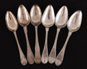 Matskedar 6st, silver, 1800-tal