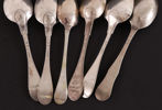 Matskedar 6st, silver, 1800-tal