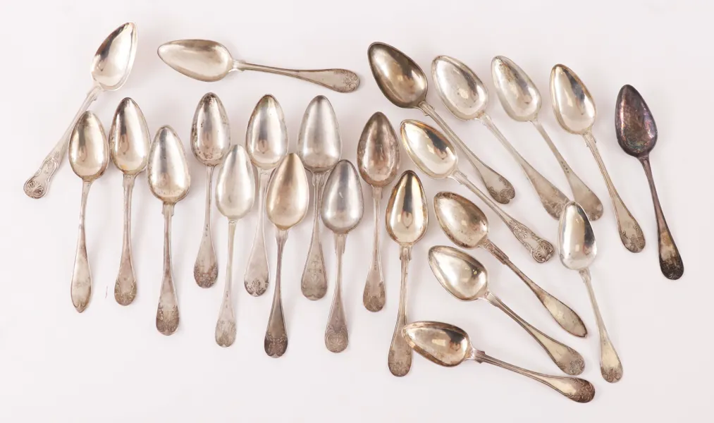 Matskedar 23st, silver, 1800-tal