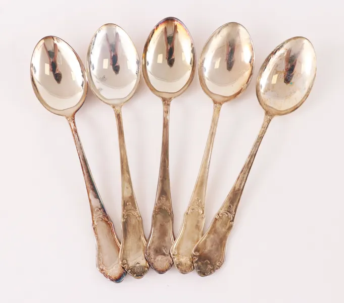 Bordsskedar 5st, silver, Mema, 1900-tal
