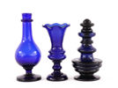 Blåtonat glas 3 delar, 1800-tal