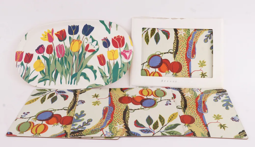 Bricka och underlägg 4st, Josef Frank, firma Svenskt Tenn