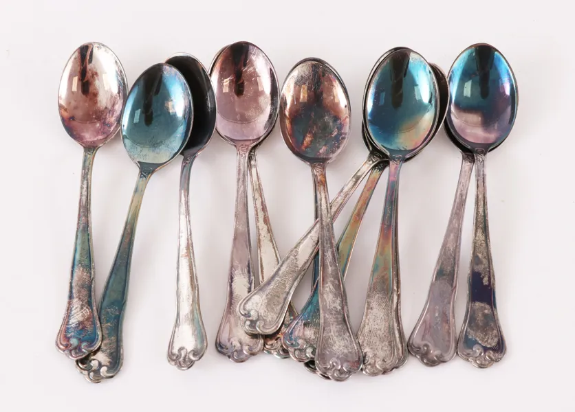 Kaffeskedar 13st, silver, "Sachsisk", Mema