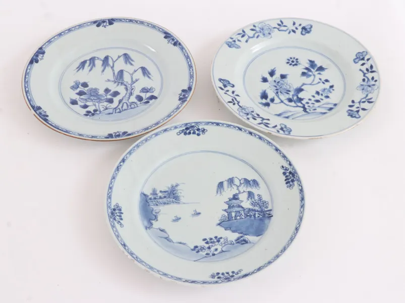 Tallrikar 3st, Kina, Qianlong, 1700-tal