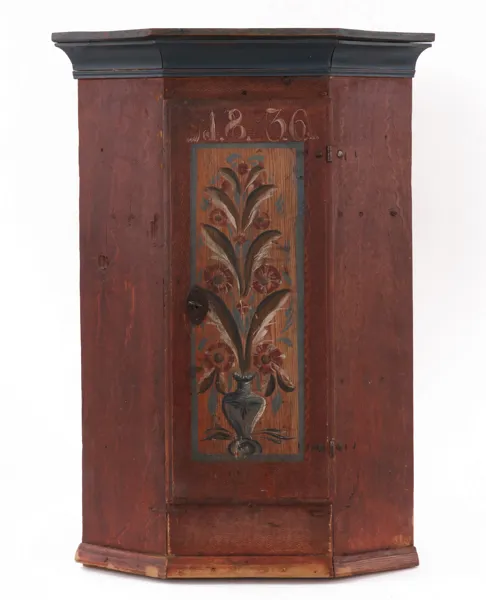 Vägghörnskåp, allmoge, Dalarna, daterat 1836
