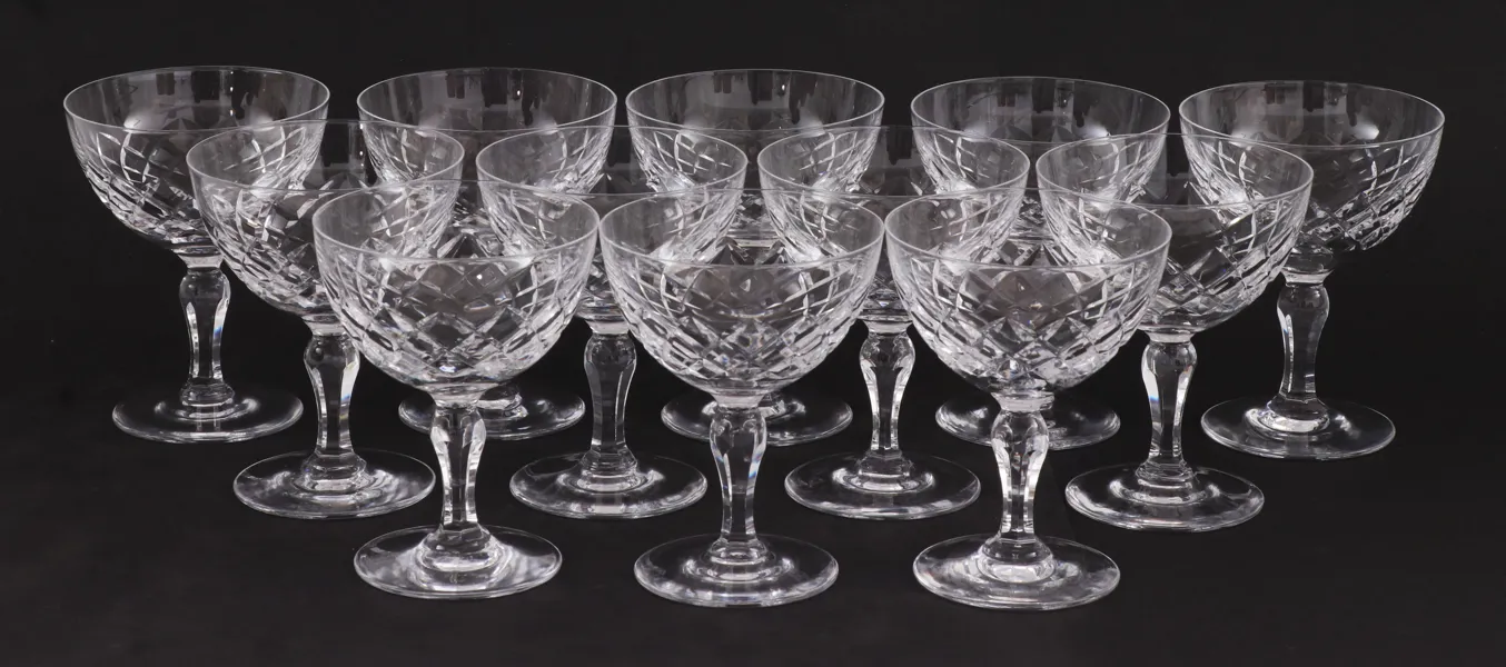 Champagneskålar 15st, "Karolina", Gunnar Cyrén för Orrefors
