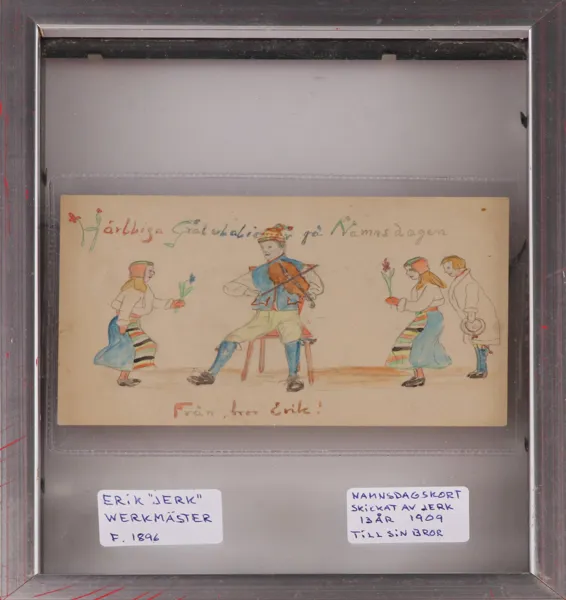 Gratulationskort från Jerk Werkmäster till sin bror John Werkmäster, 1909