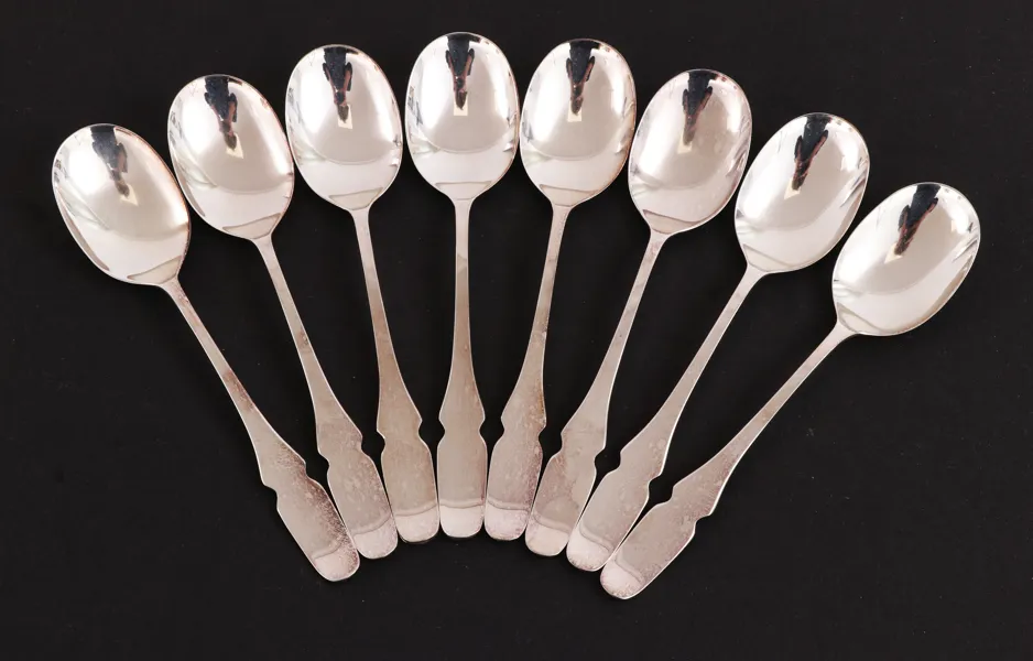 Matskedar 8st, silver, "Sjösala", Sigurd Persson för GAB, 1977