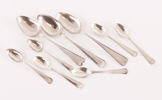Skedar 9st, silver, Danmark, 18/1900-tal