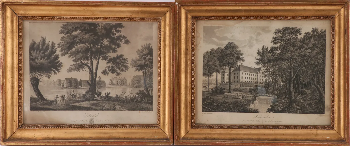 Kopparstick 2st, Thersner, "Skånska utsigter", daterade 1817/18