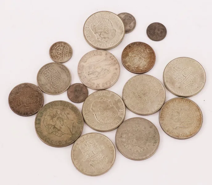 Svenska silvermynt 15 delar